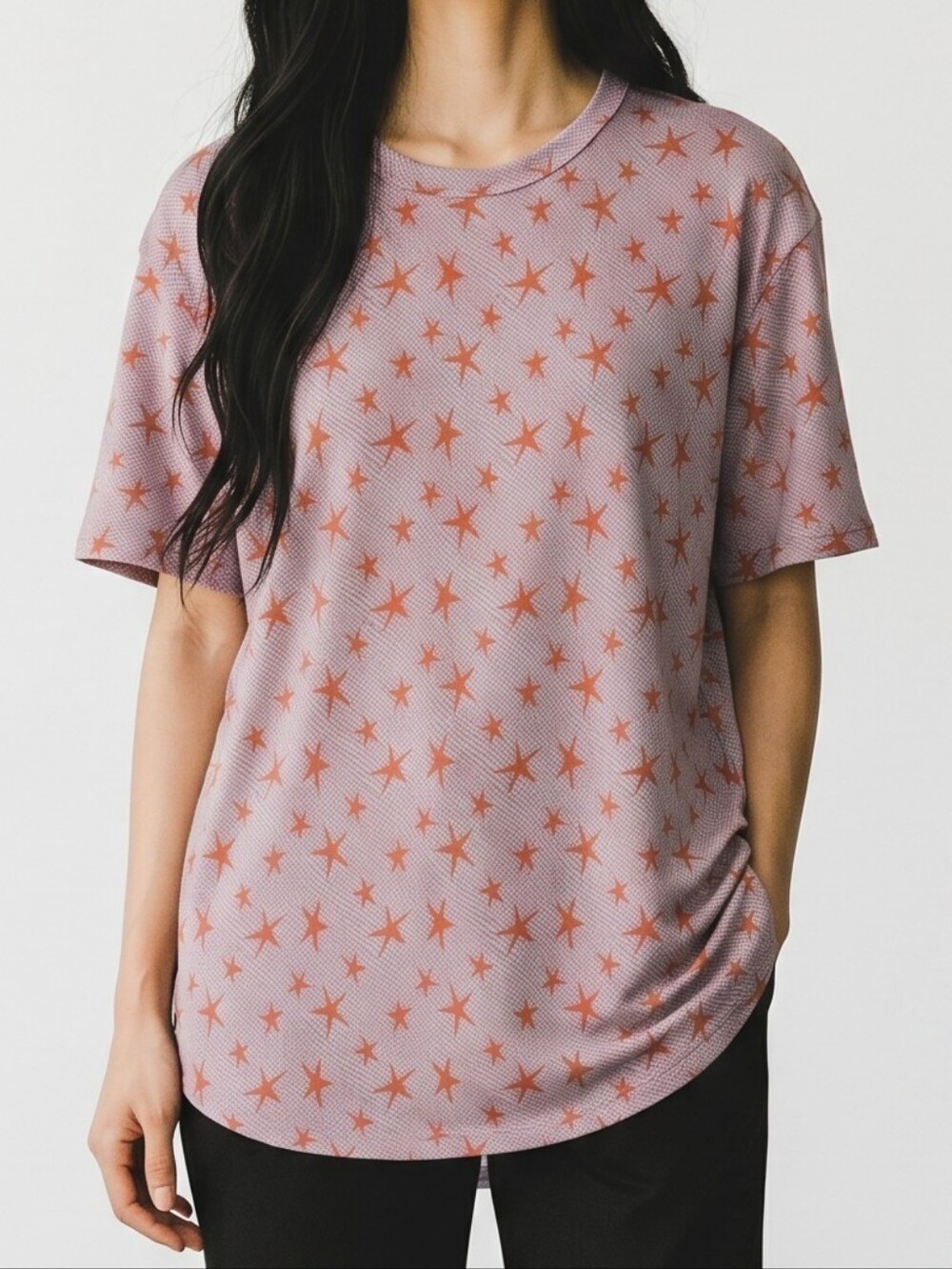 LuLaRoe Grey Tee with Red Star Print
